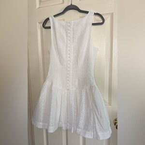 White Sleeveless Mock Neck A-Line Dress